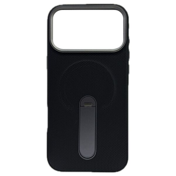 Чехол для iPhone 17 Pro накладка Cabbeen Magsafe Рельеф подставка Черный