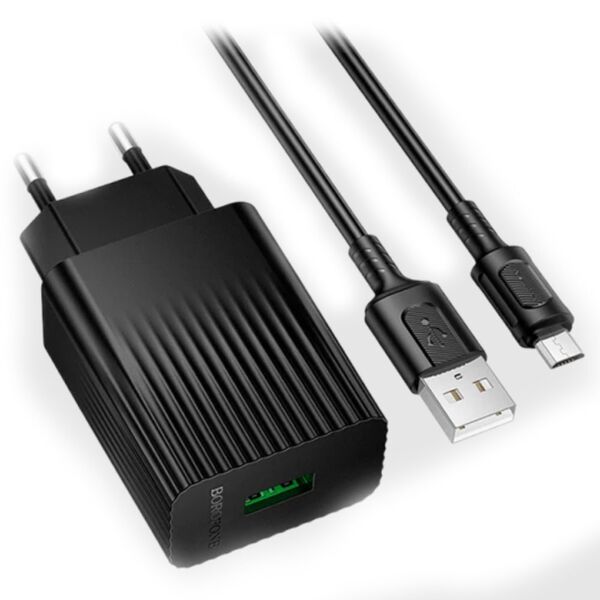 Зарядное устройство Borofone BAS72A 18W USB + кабель Micro USB Черный