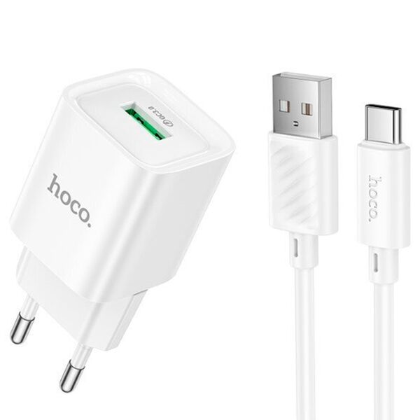 Зарядное устройство Hoco C145A 18W USB + кабель Type-C Белый