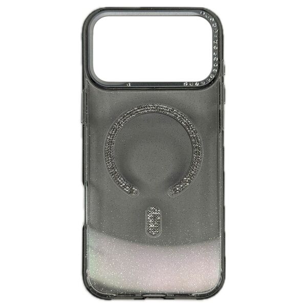 Чехол для iPhone 17 Pro Max накладка Knit Стразы Блестки Magsafe Прозрачно-серый