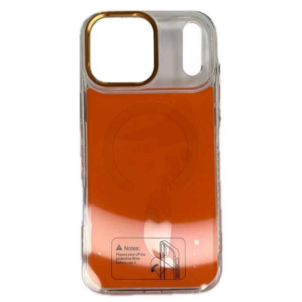 Чехол для iPhone 17 Pro Max накладка MagSafe Cabbeen Оранжево-прозрачный