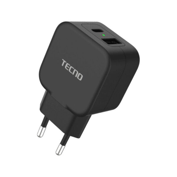 Зарядное устройство Tecno TCW-E20D USB-A+USB-C 20W Черный