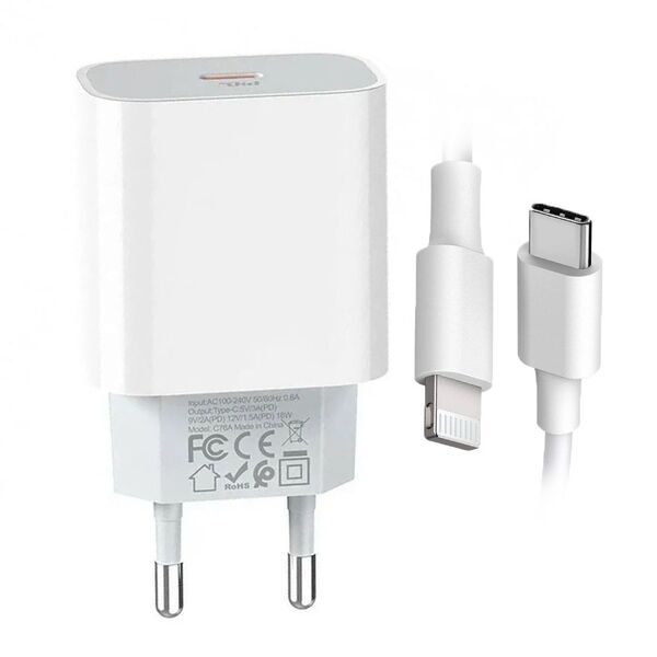 Зарядное устройство Hoco C76A Plus 20W USB-С + кабель Type-C/Lightning Белый