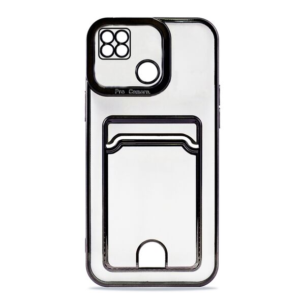 Чехол Xiaomi Redmi 10A накладка с визитницей силиконовый Прозрачнo-черный