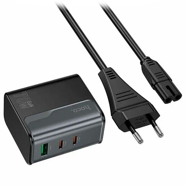 Зарядное устройство Hoco CS76A 70W 2USB-C+USB + кабель EU Черный