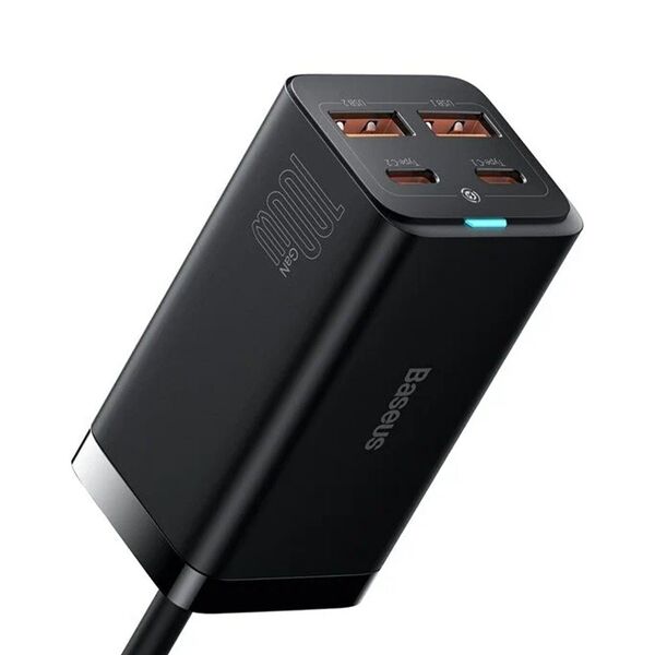 Зарядное устройство Baseus GaN3 Pro 100W 2USB-C+2USB + кабель EU Черный