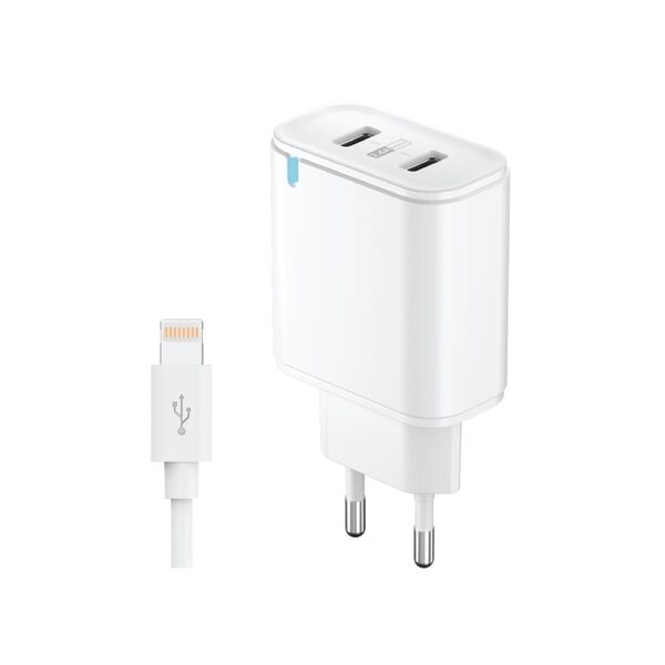 Зарядное устройство Olmio 2USB 2.4A + кабель Lightning Smart IC Белый