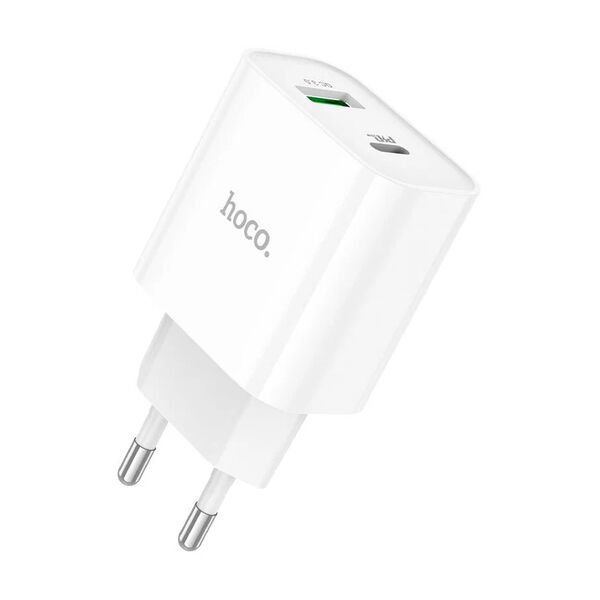 Зарядное устройство Hoco C80A Plus 20W USB-C+USB Белый