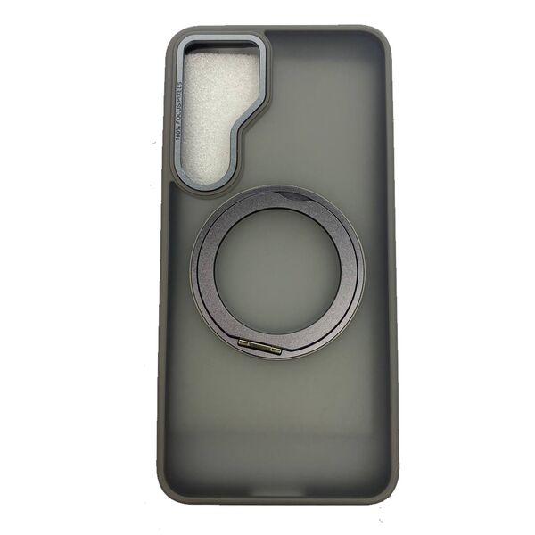 Чехол Samsung S24 FE накладка матовый Magsafe кольцо-подставка Серый