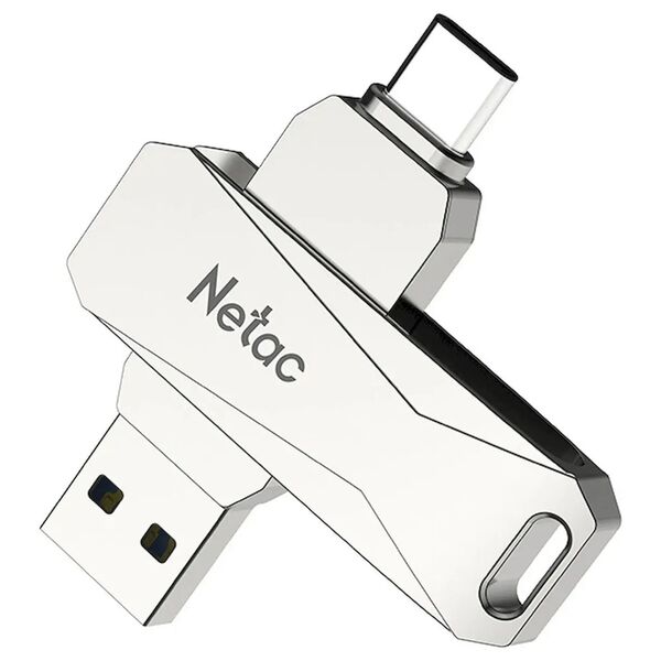 Флеш память USB 128Gb Netac U782C OTG/Type-C 3.0 Серебряный
