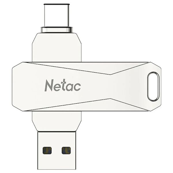 Флеш память USB 128Gb Netac U782C OTG/Type-C 3.0 Серебряный