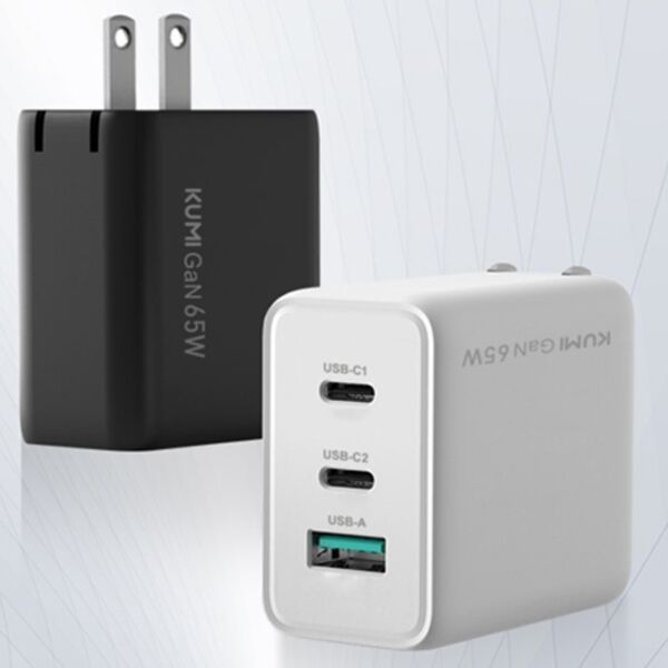 Зарядное устройство Kumi P65 Gan 65W Fast Charging Adapter US Black