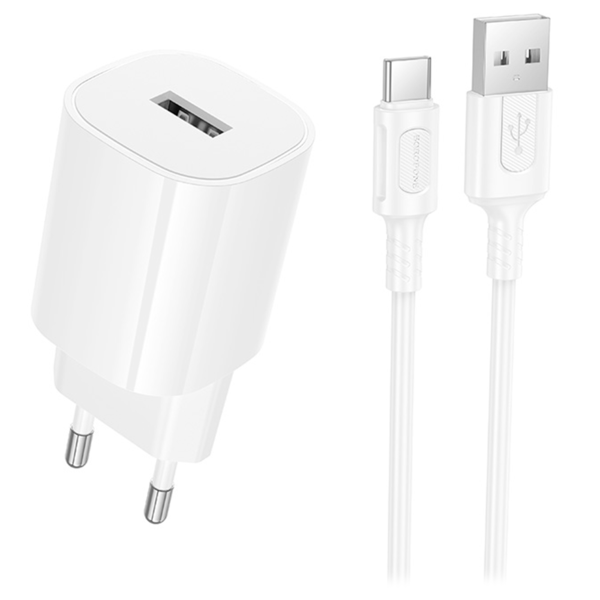 Зарядное устройство Borofone BA101A 10.5W USB + кабель Micro USB Белый