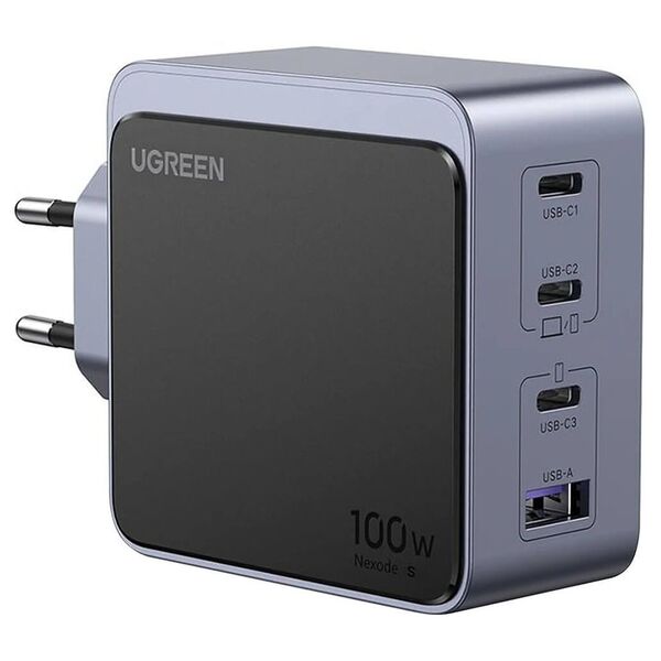 Зарядное устройство Ugreen X565 GaN 100W 3USB-C+USB Серый