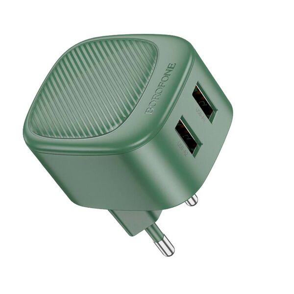 Зарядное устройство Borofone BAS21A 10.5W 2USB + кабель Type-C Зеленый