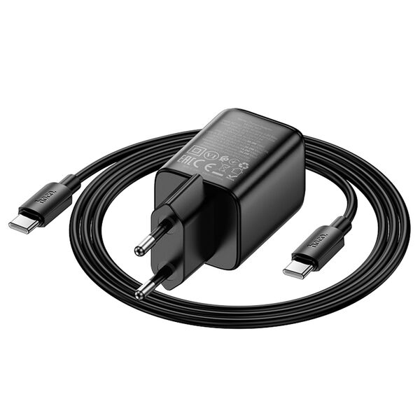 Зарядное устройство Hoco N53 30W USB-C+USB + кабель Type-C/Type-C Черный