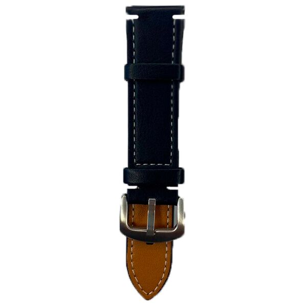 Ремешок для часов 22мм кожа строчка Черный
