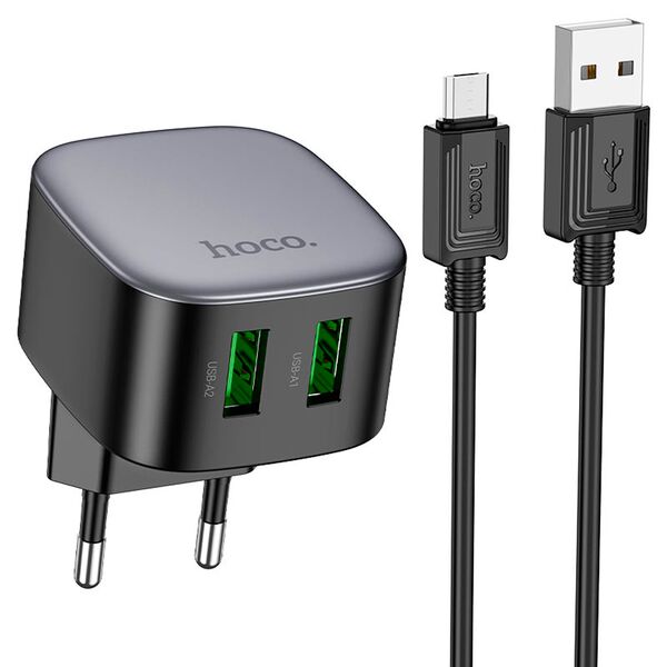 Зарядное устройство Hoco CS34A 20W 2USB + кабель Micro USB Черный