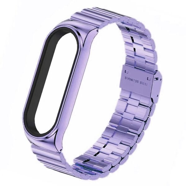 Ремешок для Xiaomi Mi Band 7 металлический клипса Сиреневый