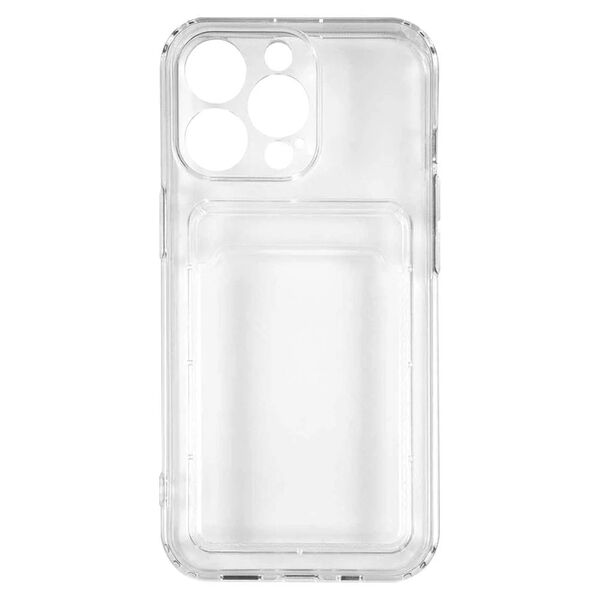 Чехол для iPhone 15 Pro накладка с визитницей силиконовый Прозрачный