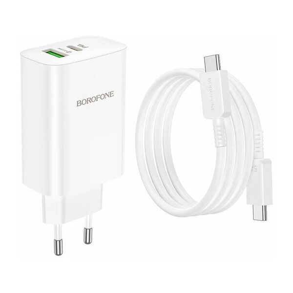Зарядное устройство Borofone BN10 65W USB-C+USB + кабель Type-C/Type-C Белый