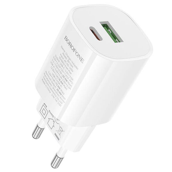 Зарядное устройство Borofone BA104A 20W USB-C+USB Белый
