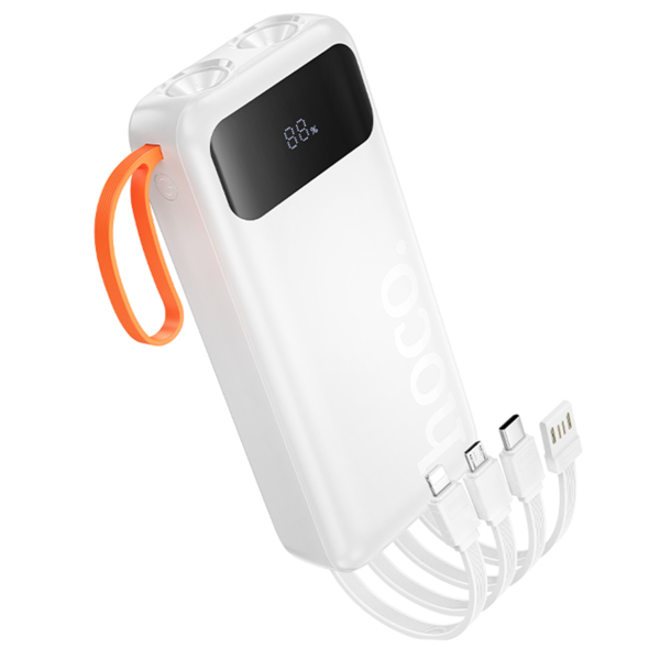 Внешний аккумулятор Hoco 20000 mAh J151A + кабели Белый