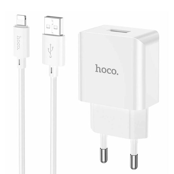 Зарядное устройство Hoco C106A USB 2.1A + кабель Lightning Белый