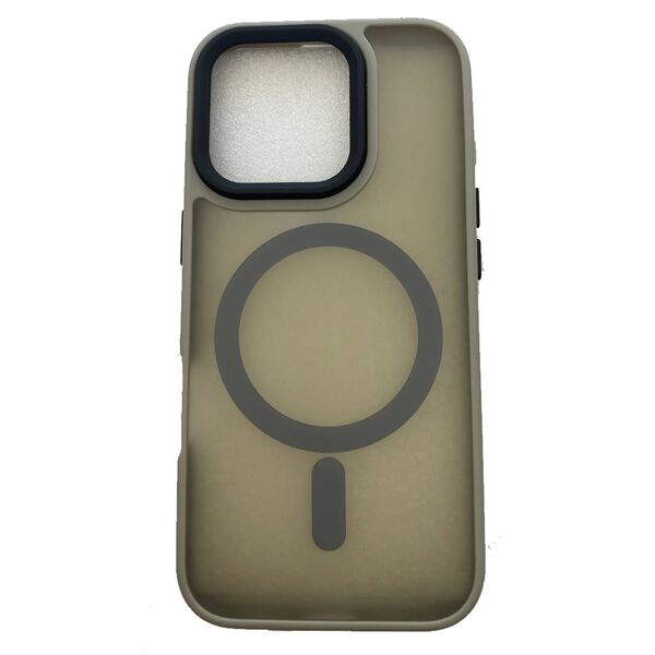 Чехол для iPhone 16 Pro Max накладка MagSafe с цветными бортиками матовый Серый