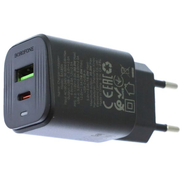 Зарядное устройство Borofone BAS85A 30W USB-C+USB Черный