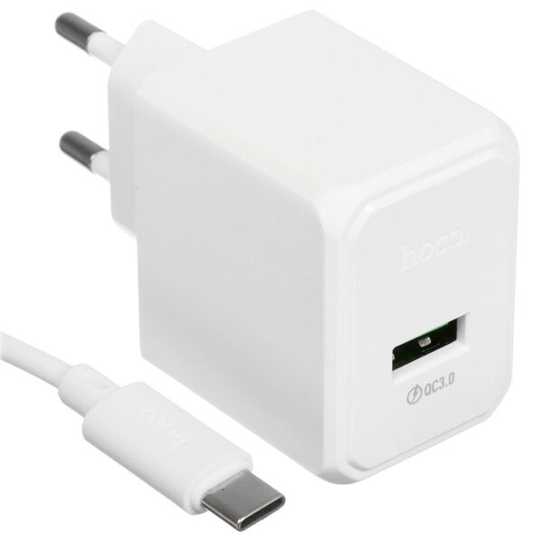 Зарядное устройство Hoco CS12A 18W USB + кабель Type-C Белый