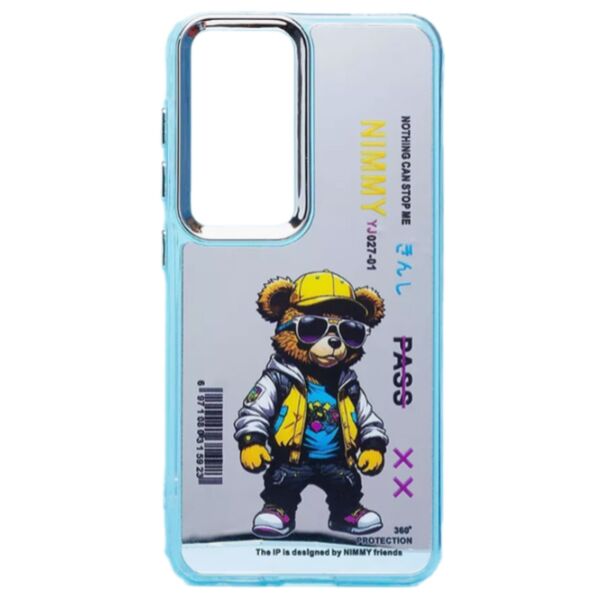 Чехол Samsung S25/S24 накладка принт Медведь Серебряный