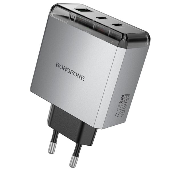 Зарядное устройство Borofone BN22 65W 2USB-C+USB Серый
