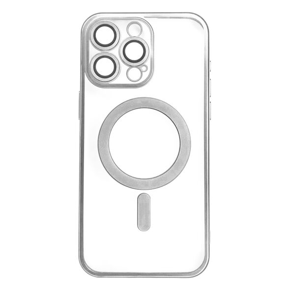 Чехол для iPhone 15 Pro Max накладка MagSafe с цветными бортиками Серый