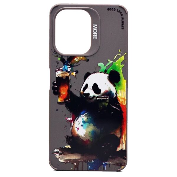 Чехол Xiaomi Redmi 13C/POCO C65 накладка принт Панда Серый