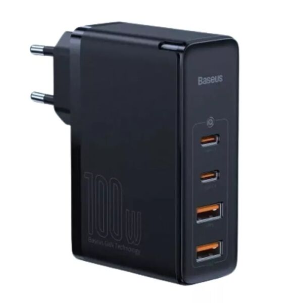 Зарядное устройство Baseus GaN5 Ultra 100W 2USB+2USB-C + кабель Type-C/Type-C Черный