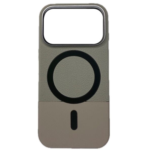 Чехол для iPhone 17 Pro накладка Kwini кожа MagSafe двухцветный Серый