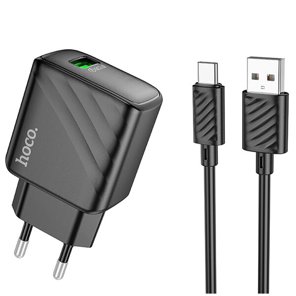 Зарядное устройство Hoco CS21A 18W USB + кабель Type-C Черный