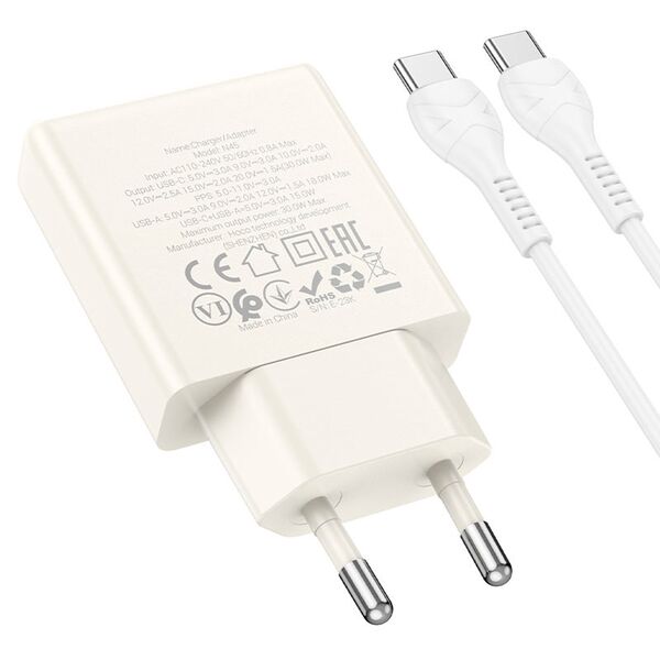 Зарядное устройство Hoco N45 30W USB-C+USB Белый