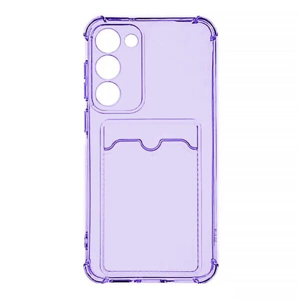 Чехол Samsung A15 накладка силиконовый с визитницей Прозрачно-сиреневый