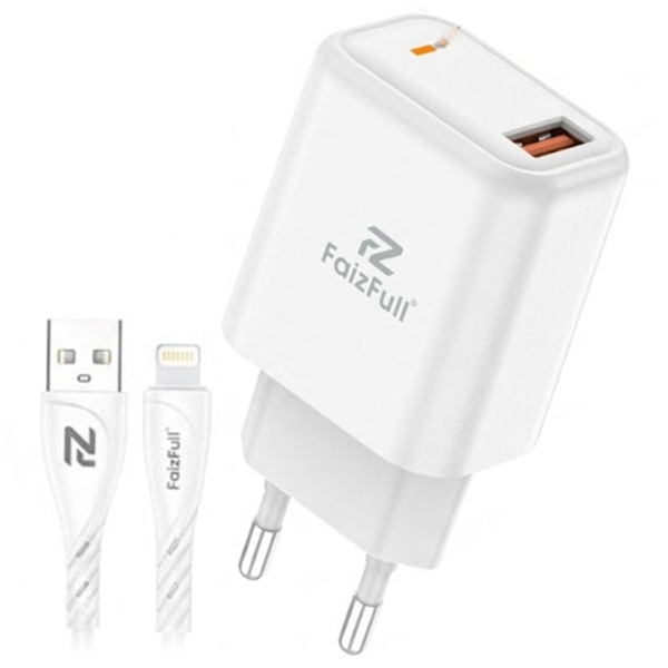 Зарядное устройство FaizFull FC202 20W USB + кабель Lightning Белый