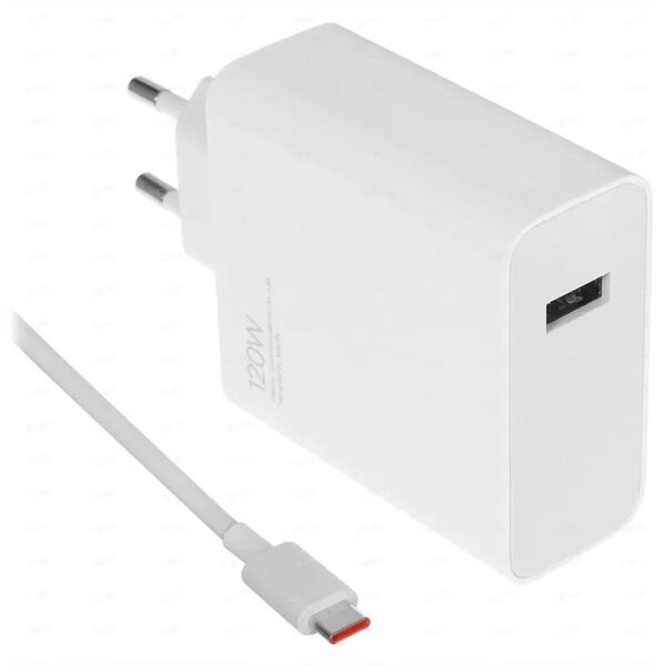 Зарядное устройство 120W USB-C+USB + кабель Type-C Белый