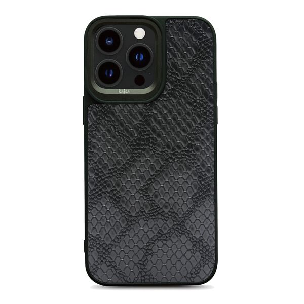 Чехол для iPhone 14 Pro Max накладка KAJSA Neo кожа змея Черный
