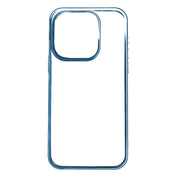 Чехол для iPhone 15 Pro накладка с цветными бортиками Синий + стекло для камеры