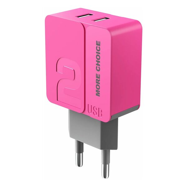 Зарядное устройство More Choice NC46 2.4A USB Розовый