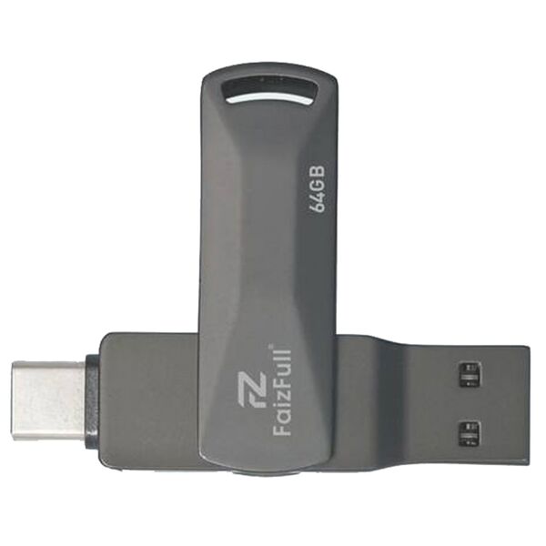Флеш память USB 64Gb FaizFull U18 3.2 OTG/Type-C Серый