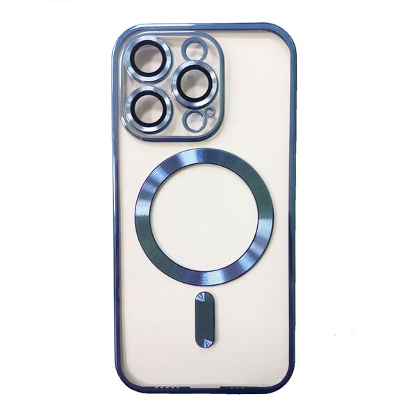 Чехол для iPhone 14 Pro накладка MagSafe с цветными бортиками Синий