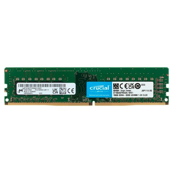Оперативная память DIMM 16Gb DDR4 PC25600 3200MHz CL22 Crucial
