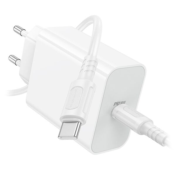 Зарядное устройство Borofone BA107A 30W USB-C + кабель Type-C/Type-C Белый