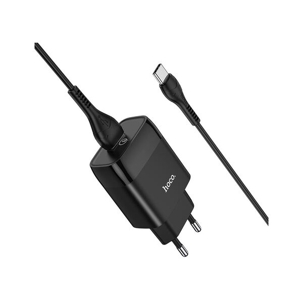 Зарядное устройство Hoco C72Q 18W USB + кабель Type-C Черный